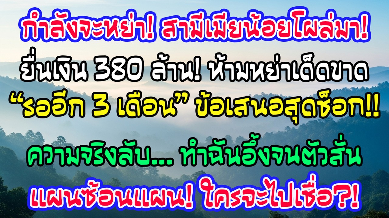 กำลังจะหย่า! ผัวชู้โผล่มาทุ่ม 380 ล้าน ขอให้รอ 3 เดือน พอรู้เหตุผลเบื้องหลังทำเอาฉันพูดไม่ออก