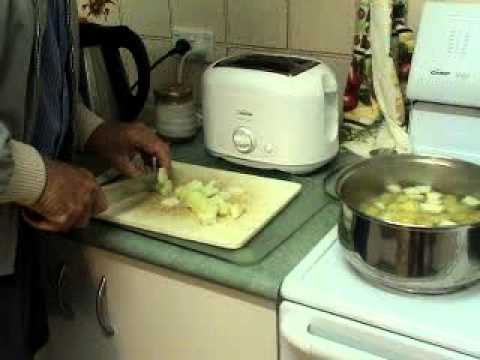 Making a GREEN PAPAYA, POTATO SALAD.