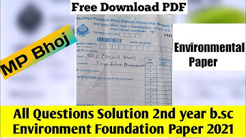 MP Bhoj ( B.sc , Second Year ) Environment Foundation Paper Solution 2020 - 2021 [ English Medium ]