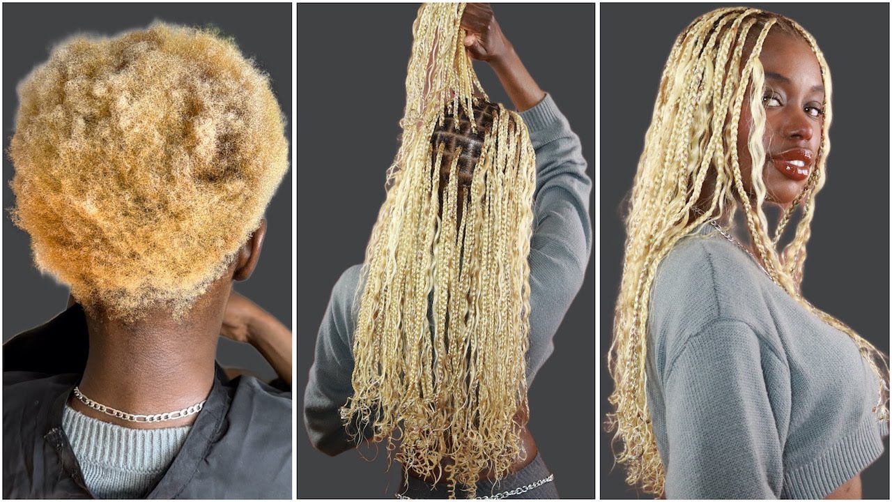 Braiding very very short hair / knotless box braid / the whole process ...