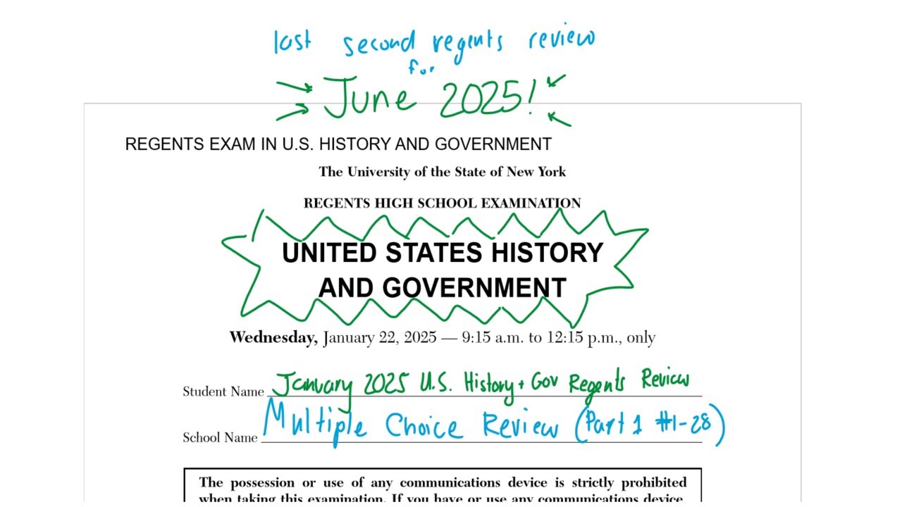 January 2025 United States History and Government Regents Review
