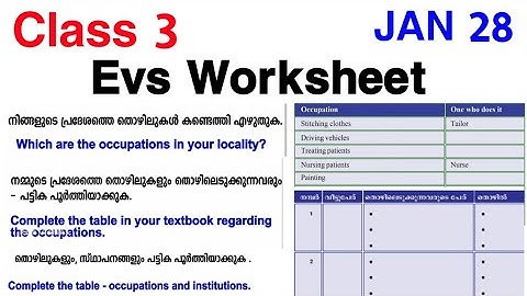 Class 3 Evs Worksheet Jan 28|Std 3 Evs Worksheet|3 class evs worksheet|Std 3 Environmental Studies