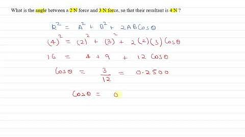 What is the angle between 2N & 4N force so that their resultant is 4 N ? #Doubt
