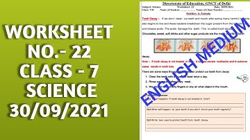 Class 7th SCIENCE worksheet no 22 (30/9/21)English medium sci worksheet no 22 class 7 Solution