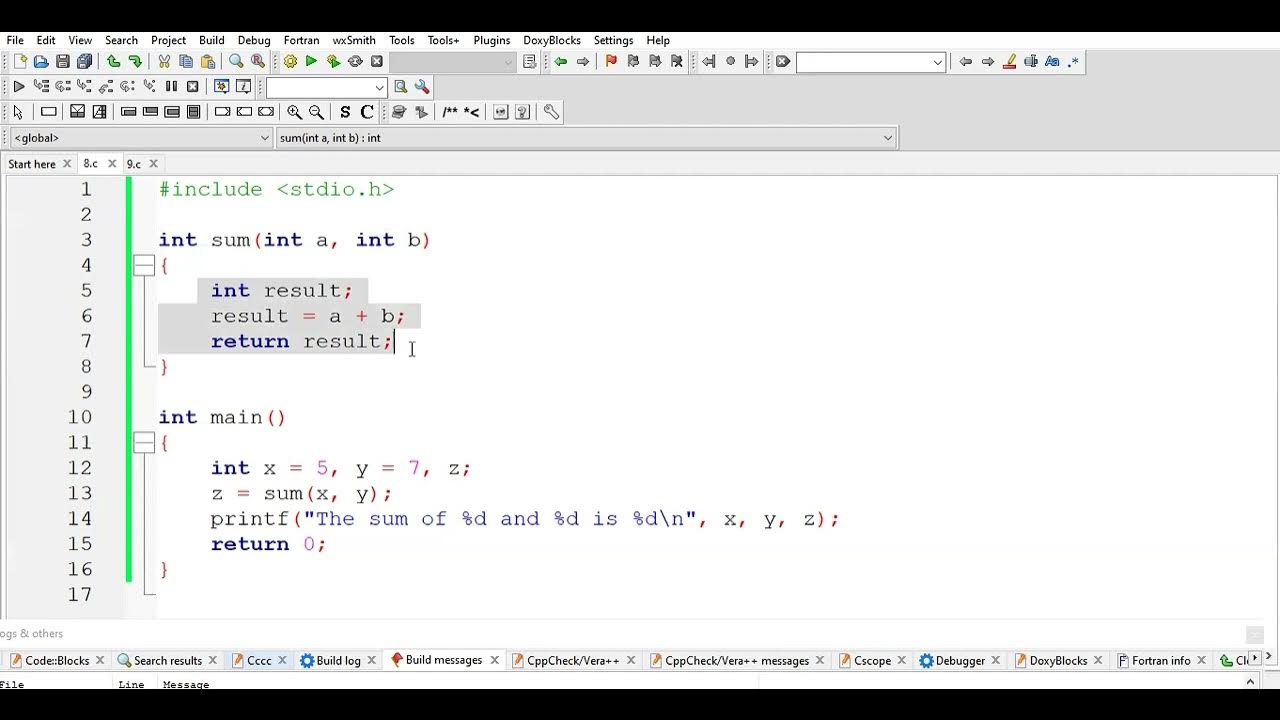 Lec-8 C Program to find the sum of two numbers using sub-function ...