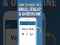 How to Make Text Bold, Italic & Underline Text in MS Word on Mobile Phone #msword #mobile #study