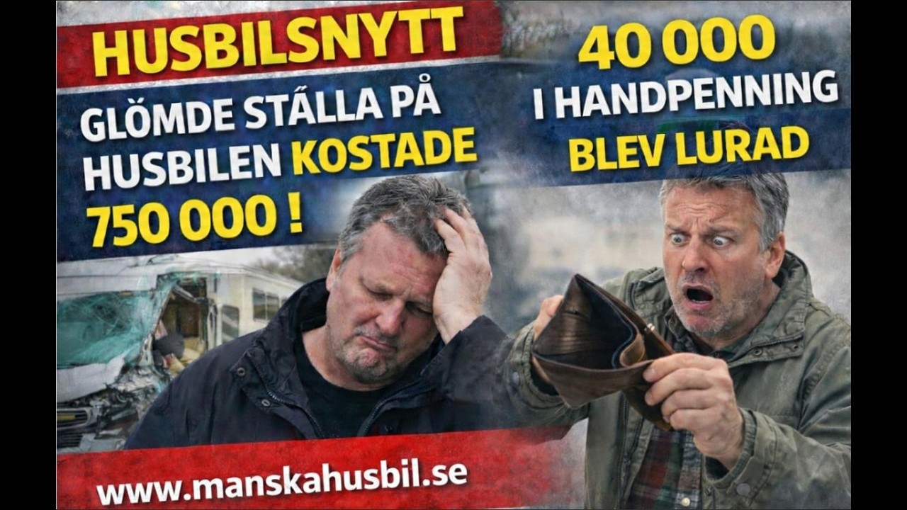 Husbilsnytt 8/3- Fick betala 750 tkr-  hade glömt ställa på husbilen.  Förlorade 40tk på husbilsköp.