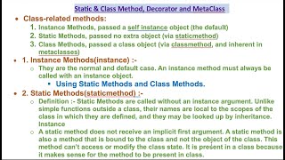 Python Course :- Static & Class Method, Decorator and MetaClass  Part-1
