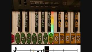 "99 bottles of beer on the wall" for learning how to noteread with shapes and colors on piano
