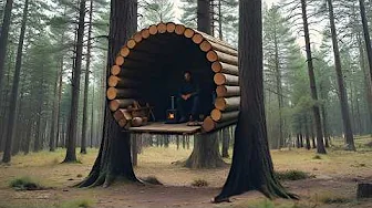A Man Built an Amazing Shelter in a Pine Forest / Start to Finish @bushcraftua1
