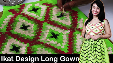 ikat design Painting | ikat painting on Long Gown | Learn about ikat painting with Fabric Color