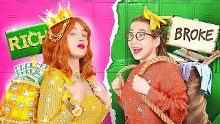 RICH STUDENTS VS BROKE STUDENTS 💰🎓 Viral Hacks and Genius Crafts by 123GO!