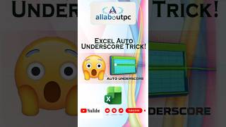 Auto underscore In Excel Trick! #trending #viral #shortsfeed #shorts