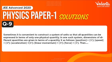 JEE Advanced 2020 Physics Solutions - Paper 1 (Q-9) | IIT JEE Physics | JEE Preparation | Vedantu