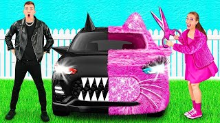 Pink Car vs Black Car Challenge Funny Challenges by TeenTeam Challenge