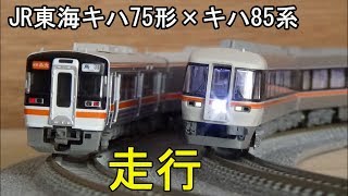 鉄道模型Ｎゲージカントレール走行 JR東海キハ75形×キハ85系