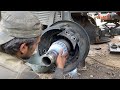 Wheels repair grease wheel bearings  greasing wheel bearings of pakistani truck