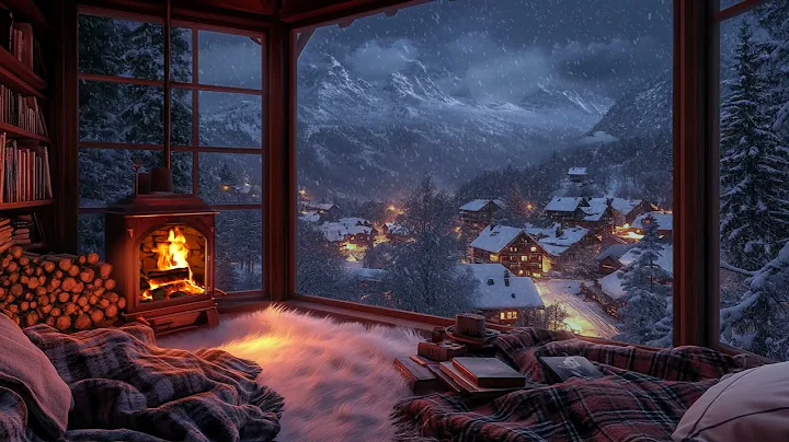 Peaceful Nights: Snowfall & Crackling Fireplace Ambiance for Deep Sleep 😴 Cozy Up in Warmth