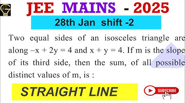 Two equal sides of an isosceles triangle are along -x+2y=4 and x+y=4. If n is slope of theirs side,