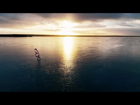 Ice windsurfing drone footage, Sweden