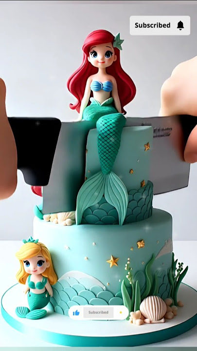 Cutest baby ariel cake for birthday #cake #mermaidlove #cakedecorating #funny