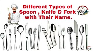 Types of Spoon Knife and Fork || Cutlery Sets With Name And Size AP Spoon || Hotel Management