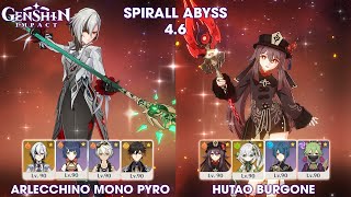 Arlecchino Mono Pyro and Hutao Burgone | Genshin Impact | New Spirall Abyss 4.6