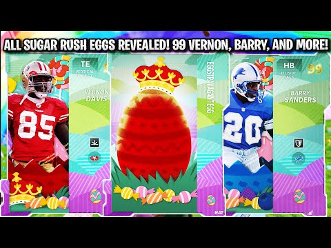 ALL SUGAR RUSH EGGS REVEALED! 100 EGG PACKS! 99 BARRY SANDERS, 99 VERNON, AND MORE! | MADDEN 22