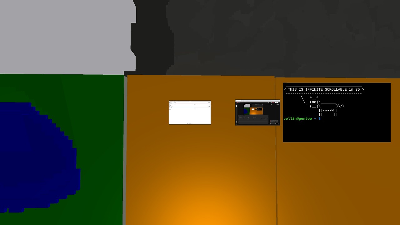 [HackMatrix 3d Linux] is infinite 3d scrolling window manager. - YouTube