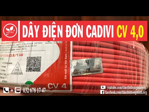 Video DÂY ĐIỆN CADIVI CV 4.0 , DÂY ĐIỆN ĐƠN CADIVI | Thiết... - youtube