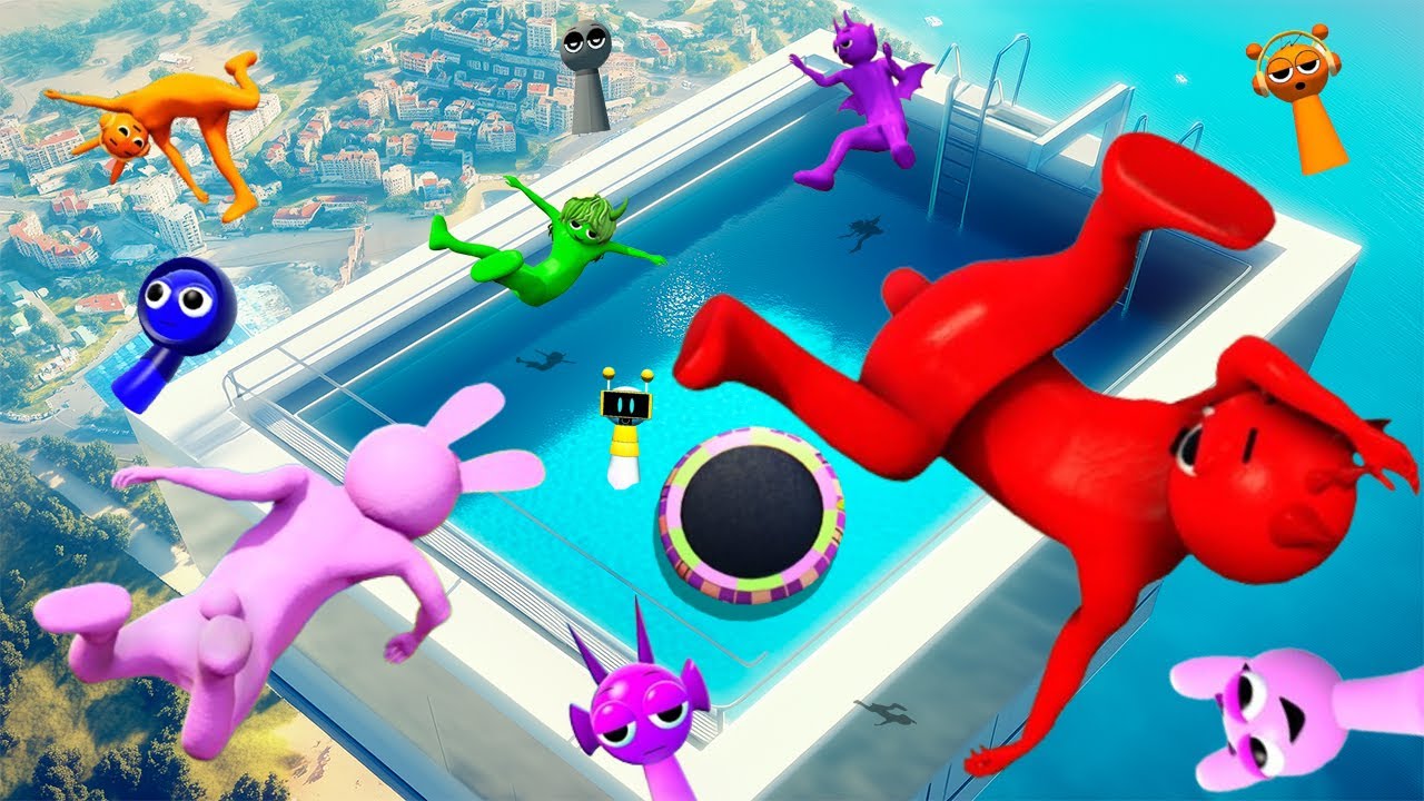 GTA 5 Ragdolls Incredibox Sprunki Team Sliding into Water! [Funny Moment]