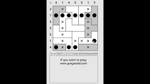 Grey is Odd - Today grids. Solution level 4 7X7 dated 06-23-2024 #logicpuzzles #logicgames  #games