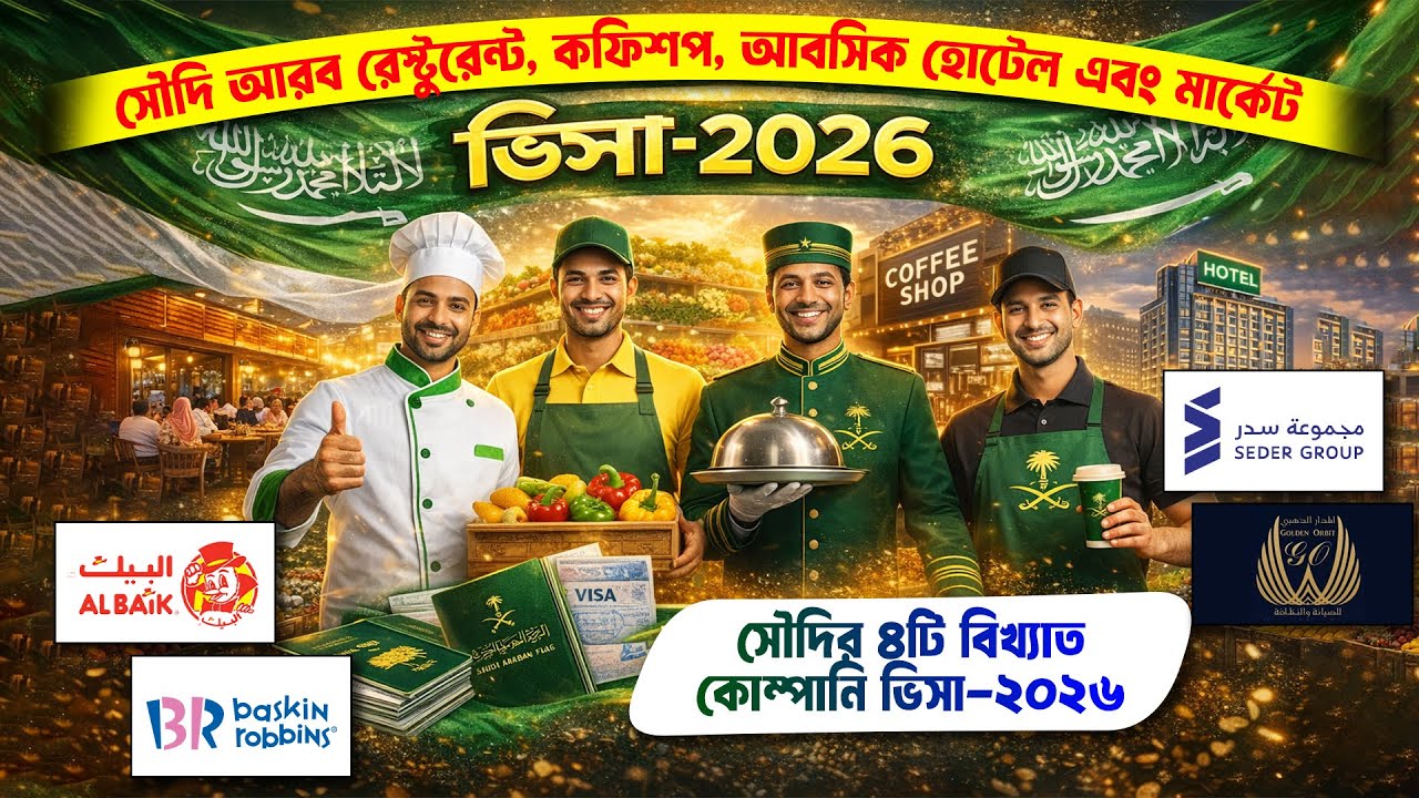 সৌদির বিখ্যাত ৪টি কোম্পানি ভিসা-2026 || সৌদি রেস্টুরেন্ট/কফিশপ/মার্কেট/আবাসিক হোটেল ভিসা ২০২৬ ||