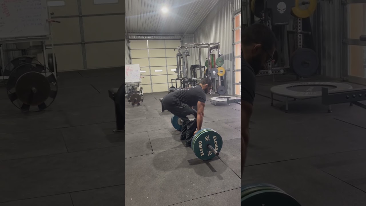 Fat Bar Deadlift Double Overhand 