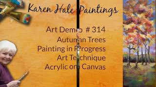 Fall Foliage Acrylic Painting on Canvas, Colorful Autumn Art Demo #314