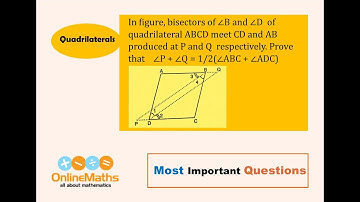 IX Quadrilaterals In figure, bisectors of angle B  and angle D of quadrilateral ABCD meet CD and AB