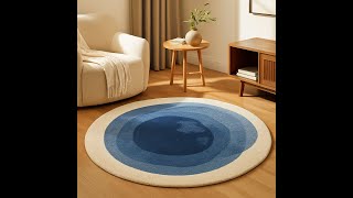 Handmade Wool Abstract Rug: Modern Geometric Tufted Carpet _Blue Rug_ FAST and FREE DELIVERY