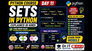 Python Sets Simplified in Hindi 🔥 | Say Goodbye to Duplicates Fast & Easy! (Learn on Your Phone) 📱