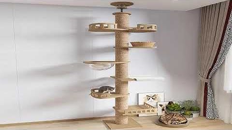 A must-have product! Adjustable Cat Tree House Cat Tower Floor to Ceiling Cats Multi-Level Condo W