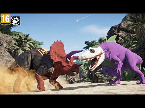 Spiderman Triceratops vs Joker King Shark | Epic Dinosaurs Battle: One Park, Four Superheroes