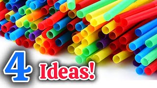 4 DIY Projects With Drinking Straws! Super Cool drinking straws Craft ideas | diy plastic straw screenshot 4