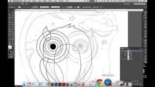 Owl illustration in Adobe Illustrator - linework