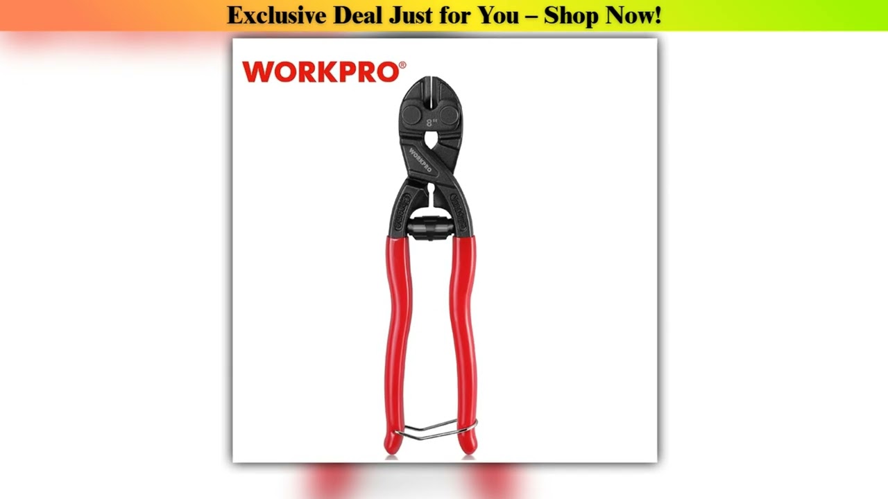 Deal WORKPRO 200MM Bolt Cutter High Leverage Bolt Cutter with Notch and Spring Industrial Wire Cutt