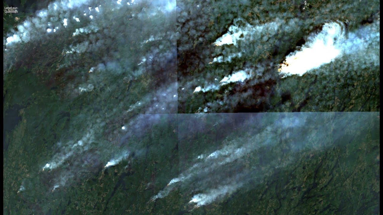 Quebec Wildfires out of control, Lebel-sur-Quévillon evacuated; satellite + timelapses