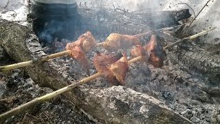 Куриные крылышки на углях и НЕ обычная находка в лесу/ Chicken wings on the coals Куриные крылышки на углях и НЕ обычная находка в лесу/ Chicken wings on the coals