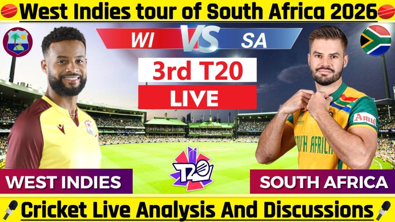 South Africa vs West Indies - 3rd T20 Live Match Analysis | SA vs WI Live Cricket Match Score