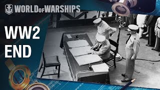 End of World War II. Ceremony aboard the U.S.S. Missouri