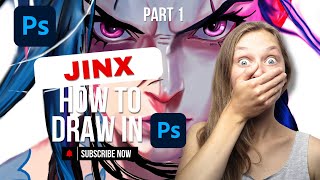 How to draw Jinx Digital Painting Tutorial for Beginners step by step