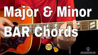 Major and Minor Bar Chords Easy Beginners Guitar Lesson