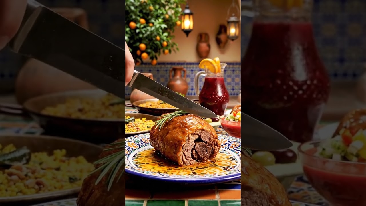 🇪🇸 Spanish Big Piece of Camel Roast 🍖 | Andalusian Feast with Paella & Sangria 🇪🇸✨